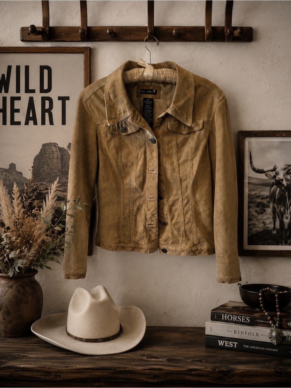 For Joseph Tan 100% Suede Trucker Jacket Women’s small Western Boho Moto